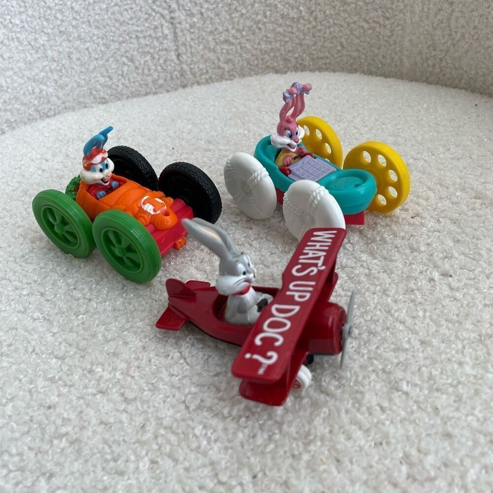 3 Vintage 80s 90s Looney Tunes Tiny Tunes Small Vehicles Car Airplane